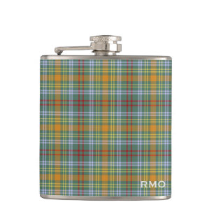 Cantil O'Brien Tartan Monograma Xadrez verde e laranja
