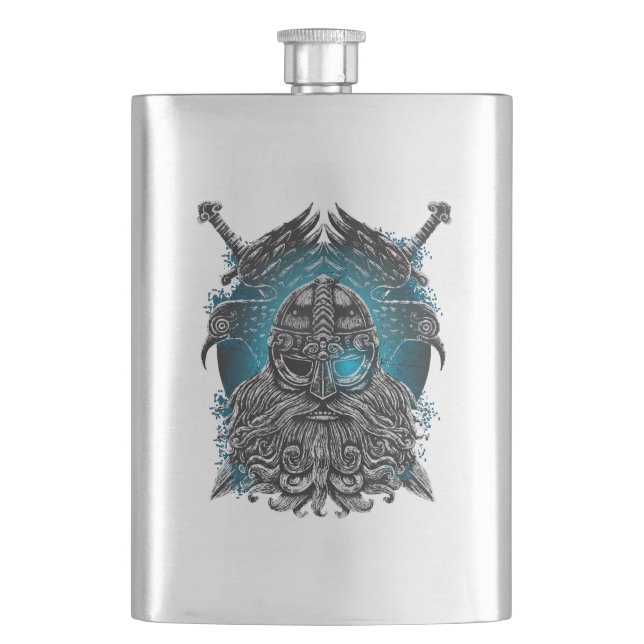 Cantil Odin com corvos e espadas Mitologia Viking azul (Frente)