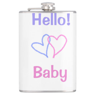 Cantil Olá bebê rosa roxo coração aquarela boho