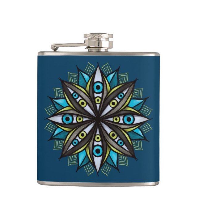Cantil Olhos Estranhos, Mandala Art - Azul-Flor Trippy Ve (Frente)