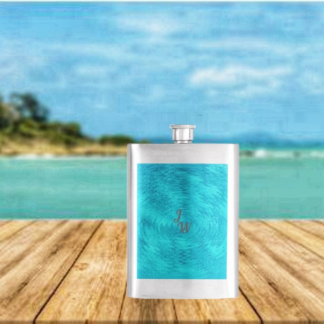 Cantil Onda de Turquesa - Clássico (The eye-catching, design of this Wave Of Turquoise Flask, really sets an Island mood!)