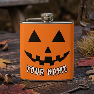 Cantil Orange Pumpkin Personalizado Halloween Seu Nome
