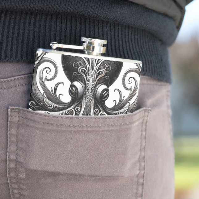 Cantil Ornamentado de Octopus Kraken Steampunk Black (In loco)