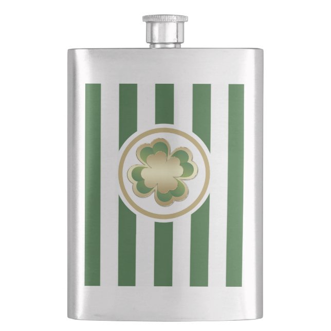 Cantil Ouro clássico sortudo de shamrock verdes listras (Frente)