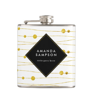 Cantil Ouro customizável chique e garrafa preta da dama