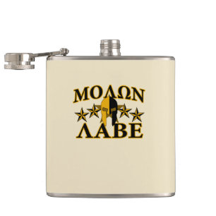 Cantil Ouro de capacete do guerreiro Molon Labe Spartan