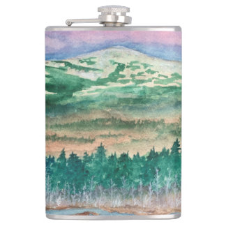 Cantil Outdoorsman Flask Mt Monadnock NH Watercolor Art