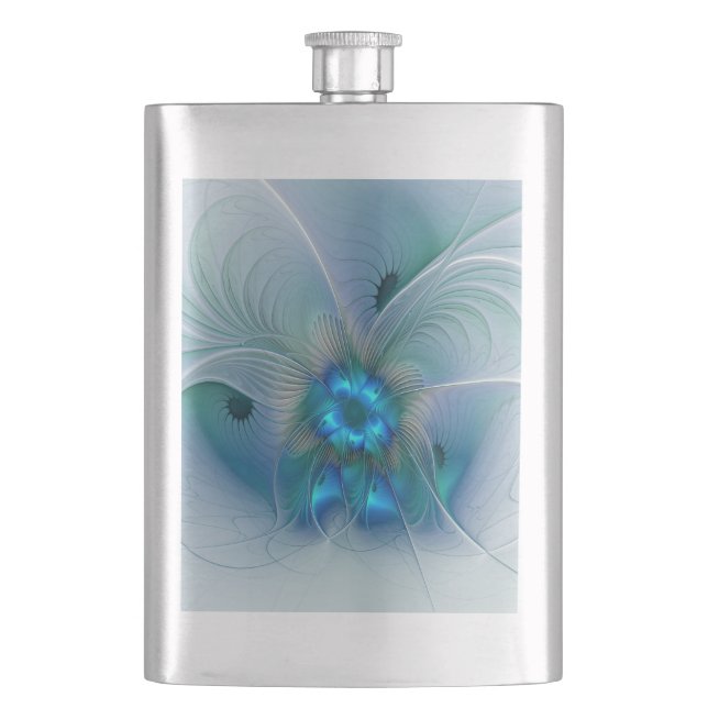 Cantil Ovações de Pé, Fractal Azul Turquesa Abstrato (Frente)
