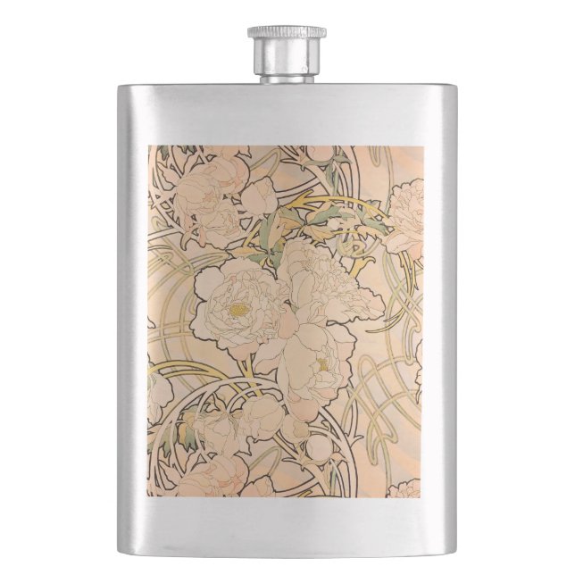 Cantil Padrão Clássico de Jardim de Peônia Art Nouveau po (Frente)