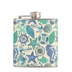 Cantil Padrão de Animais do Mar Teal