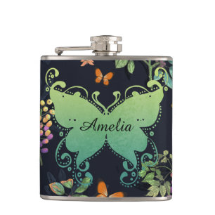 Cantil Padrão de Borboleta Floral Escura Personalizado
