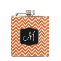 Padrão de Chevron Laranja e Branco com Monograma