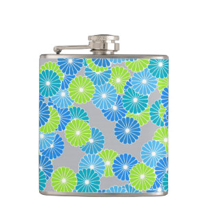 Cantil Padrão de flor Art Deco - azul e verde lima
