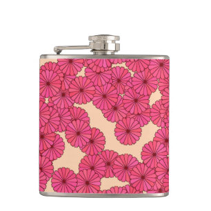 Cantil Padrão de flor Art Deco - rosa profundo e pêssego
