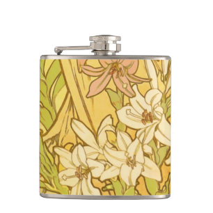 Cantil Padrão de Flores de Lírio de Alphonse Mucha: Art N