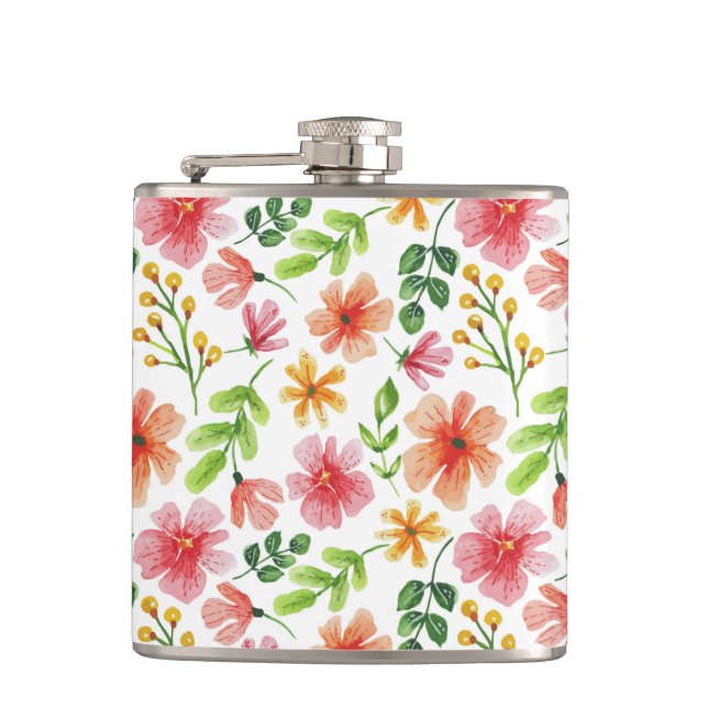 Cantil Padrão de Flores Rosa em Aquarela (Frente)