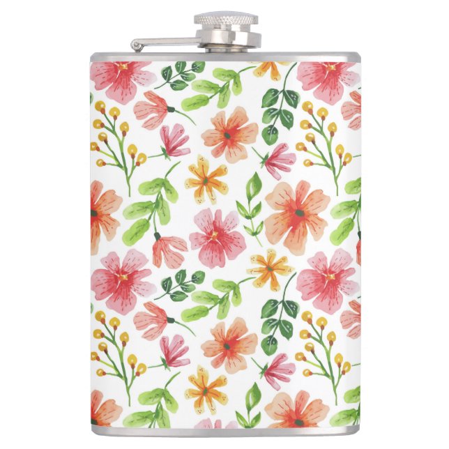 Cantil Padrão de Flores Rosa em Aquarela (Frente)