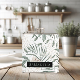 Cantil Padrão de Folhas e Flores de Aquarelas Tropicais