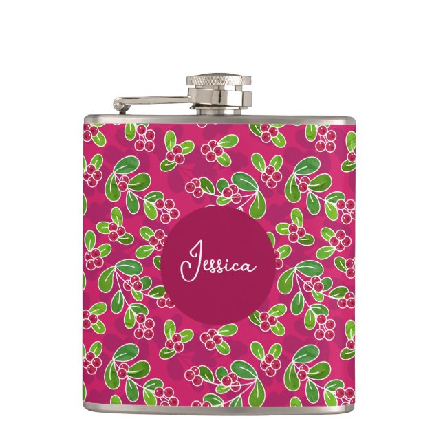 Cantil Padrão de Fruta de amora festiva, Fuchsia (Frente)