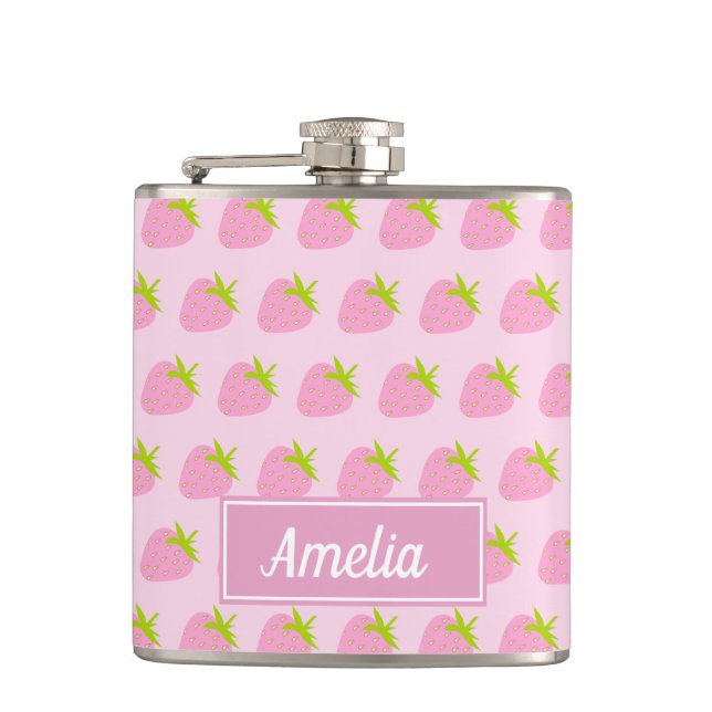 Cantil Padrão de Morango Rosa de Menina Personalizado (Frente)