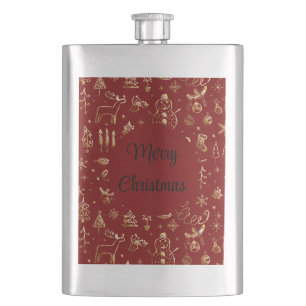 Cantil Padrão de Natal Dourado Vermelho, Preto Feliz Nata