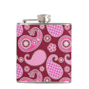 Cantil Padrão de Paisley, Borgonha, Rosa e Branco