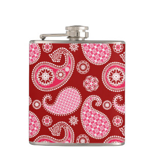 Cantil Padrão de Paisley, Vermelho Escuro, Rosa e Branco