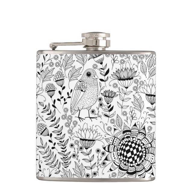 Cantil Padrão de rabisco de aves e flores (Frente)