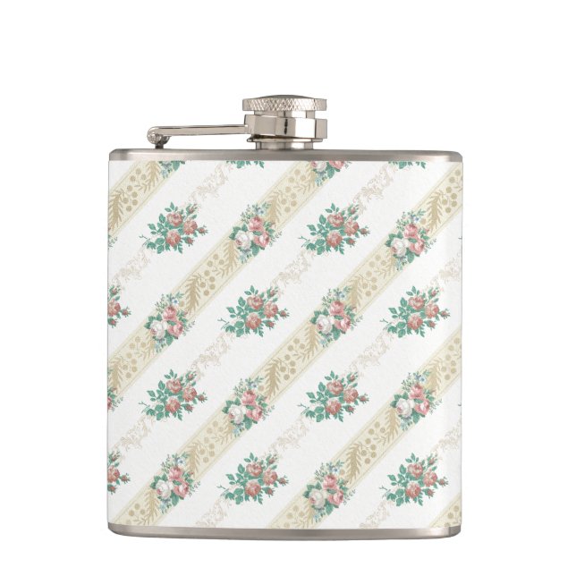 Cantil Padrão de Rosa de Vintage - Flask (Frente)