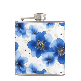 Cantil Padrão Floral Azul com Acentos Dourados