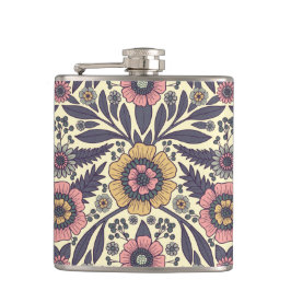 Cantil Padrão Floral Azul e Rosa Incolor