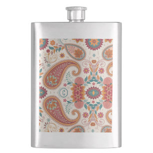 Cantil Padrão Floral Boho Paisley Branco Vibrante