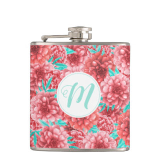 Cantil Padrão Floral Coral e Monograma