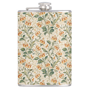 Cantil Padrão Floral de Lírio Laranja Vintage Elegante