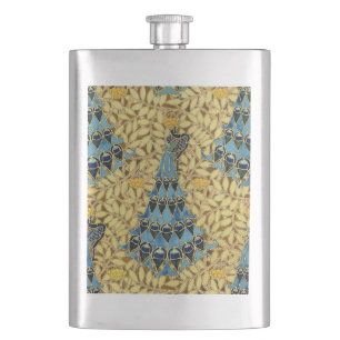 Cantil Padrão Floral de Pavão Azul Art Nouveau Antigo