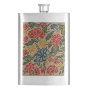 Cantil Padrão Floral em Crewel Vintage Vermelho e Dourado