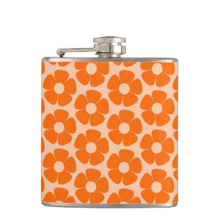 Cantil Padrão Floral Laranja e Pêssego Retro 60s 