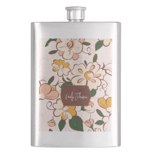 Cantil Padrão Floral Vintage Nome Personalizado