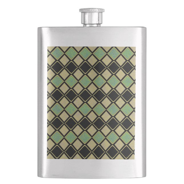 Cantil Padrão Harlequim em Dourado, Verde e Preto  (Frente)