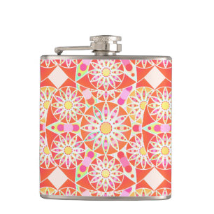 Cantil Padrão mandala, vermelho coral, rosa, dourado