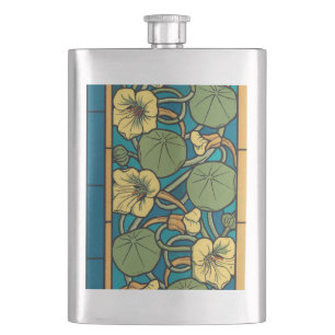 Cantil Padrão Nouveau da Flor Nasturtium Amarelo Azul