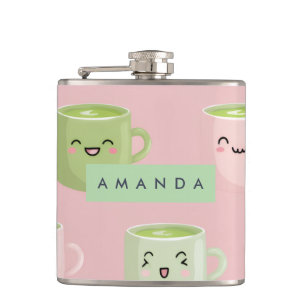 Cantil Padrão Personalizado de Pastel Kawaii Matcha Tea