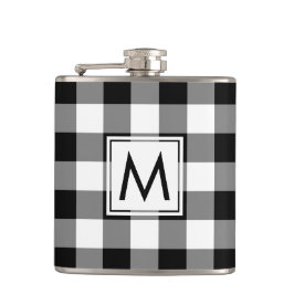 Cantil Padrão preto e branco de Xadrez com monograma