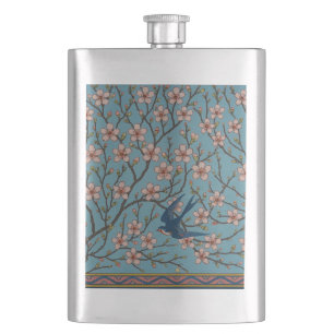 Cantil Padrão Retrô Floral Azul Andorinha por Walter Cran
