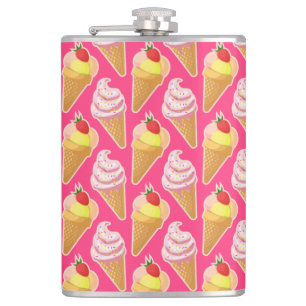 Cantil Padrão rosa Kawaii com sorvete de morango
