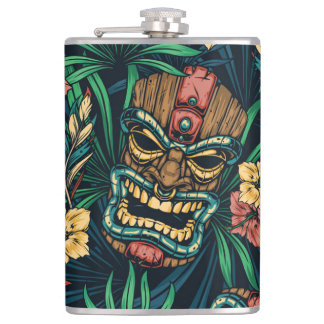 Cantil Padrão Tropical de Máscara de Tiki Havaiano