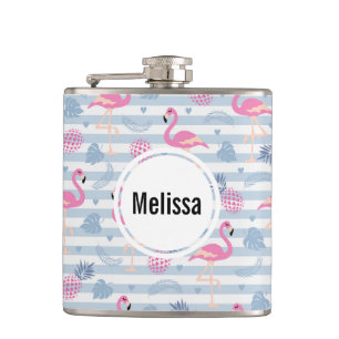 Cantil Padrão Whimsical Flamingo & Pineapple