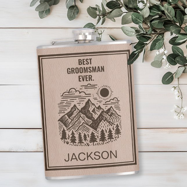 Cantil Padrinho de casamento Personalizado Rustic Modern  (Rustic Modern Mountain Groomsman Custom Flask)