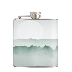 Cantil Paisagem de Montanha com Aquarela Pintada à Mão