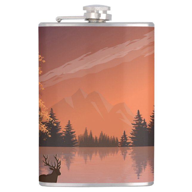 Cantil Paisagem Sunrise com Lago e Deers-51207 (Frente)